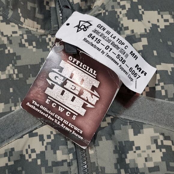 US Army Jacket Mens Medium Green Camo ADS Gen III Wind Cold Weather Full Zipper - Picture 6 of 10